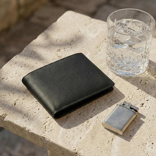 Kamhohk Billfold Wallet for Men: RFID Blocking Genuine Leather Slim Bifold, 12 Card Slots & 2 ID Windows with Gift Box, Black - Thumbnail 2