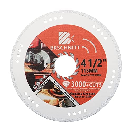 BRSCHNITT Diamond Cut Off Wheel,4 1/2 Inch x 7/8 Inch-5/8 Inch Arbor Vacuum Brazed Diamond Saw Blades for Metal Steel Tube Iron Rebar Cutting Wheel 115mm