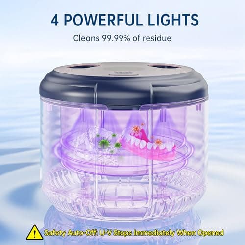 45kHz Ultrasonic Retainer Cleaner Machine, 200ML Dental Cleaning Pod for Dentures, Aligners, Invisalign, Mouth Guards, Night Guards, Jewelry, Toothbrush (Blue) - Thumbnail 4