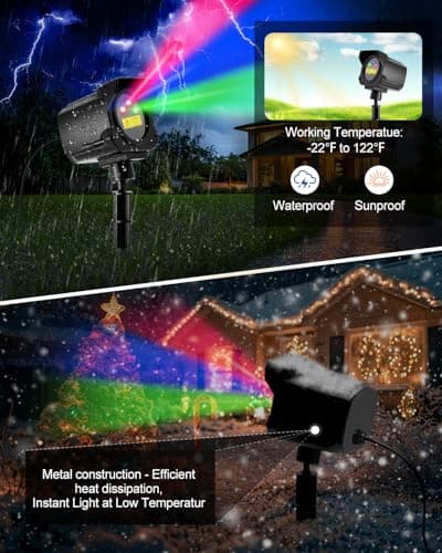 Laser Christmas Projector Lights Outdoor, 2025 Upgraded 3 Color Halloween Light Projector with Christmas Decorative Patterns, Waterproof, Indoor Holiday Decoration, Home Decor, Party, Garden - Thumbnail 6