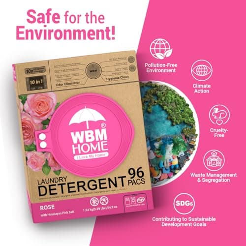 WBM Home 10-in-1 Laundry Pods, Total 96 Count, Ultra Concentrate with Powerful Stain Lifter Technology, Fabric Softener With Rose Extracts, Detergent Pods - Thumbnail 6
