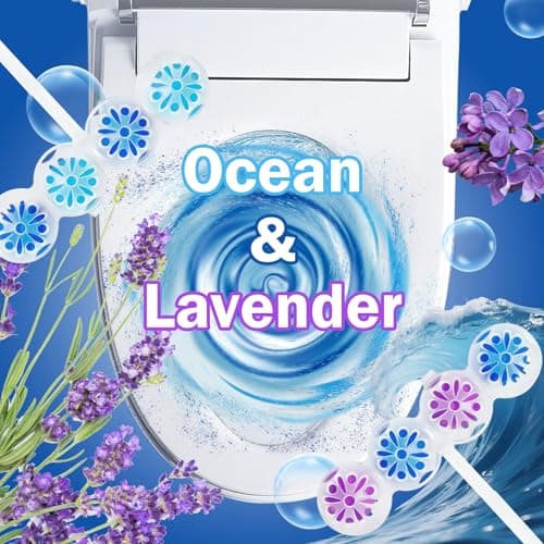 SCENTORINI 4-in-1 Toilet Bowl Cleaner Rim Hanger, Hanging Automatic Toilet Bowl Freshener, 4 Ocean & 4 Lavender Scent, Toilet Bowl Cleaning Balls Long-Lasting up to 30 Days - Thumbnail 2