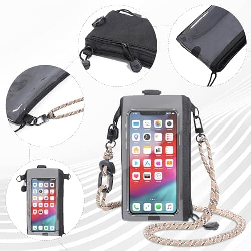 SHOMICO Small Crossbody Bags for Women, Faux Leather Cell Phone Purse Crossbody, Cross Body Purse with Touchable Clear Phone Window & Charging Port, Purses with Khaki Adjustable Crossbody Strap - Thumbnail 6