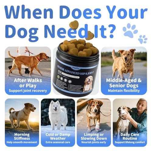 POPPAW Senior Advanced Joint Supplement for Dogs – 17-in-1 Glucosamine for Dogs with Chondroitin – Hip & Joint Pain Relief Pills – Mobility Support Chews – Large & Small Breeds - Chicken Flavor – 90Ct - Thumbnail 5