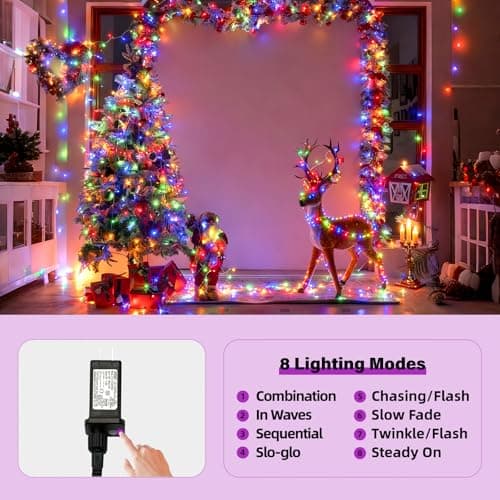 AHAWILL String Lights for Christmas Decor,LED RGB Classroom Lights, Waterproof Fairy Lights Indoor for Christmas Decor,Dimmable,8 Modes,Valentine's Day Home Decorations (83ft) - Thumbnail 2