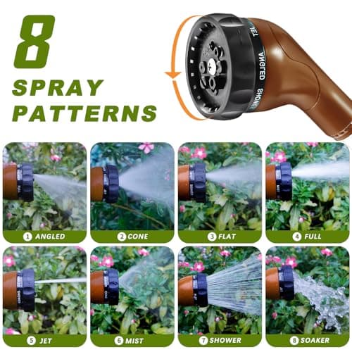 GREEN MOUNT Watering Wand, Heavy Duty Garden Hose Wand with 8 Spray Patterns, 16-Inch Hose Sprayer Nozzle with Flow Control, Ideal for Lawn and Garden Use, Bronze - Thumbnail 5