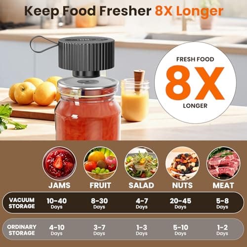 Electric Mason Jar Vacuum Sealer, Upgraded 3-in-1 Jar Vacuum Sealer Kit for Mason Jars, Canning, Containers, Bags, Ideal for ‌Home Cooks, DIY Enthusiasts - Thumbnail 4