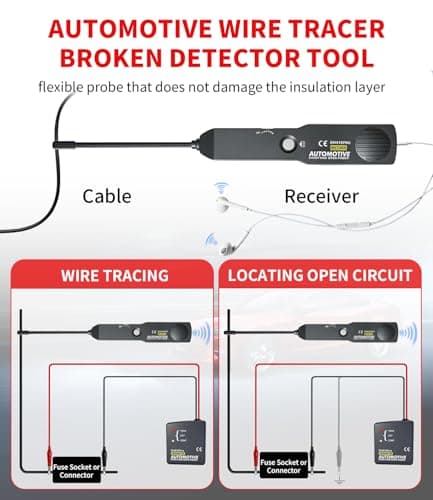 EM415Pro Wire Tracer Electrical Automotive Open & Short Finder, VEHLIVE 6-42V DC Circuit Tester Automotive Circuit Breaker Finder Fault Probe Wire Tracker Electrical Cable Tracer for Car, Boat,Trailer - Thumbnail 3