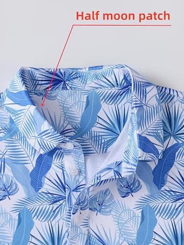 Bnosio Men's Golf Polo Shirts Short Sleeve Moisture Wicking Hawaiian Tropical Polos Performance Golf Shirts Dry Fit Blue Leaf Size S - Thumbnail 4