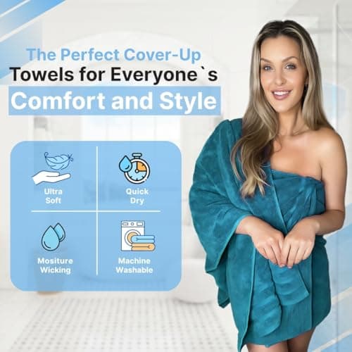 Infinitee Xclusives 100% Cotton Luxury Bath Towels Set of 2 (27x54 Inches) (Serene Teal, Bath Towels - Pack 2) - Thumbnail 4