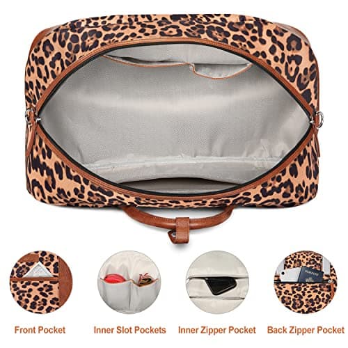 Weekender Bags for Women, Large Overnight Bag Canvas Travel Duffel Bag Carry On Tote with Shoe Compartment 21" 3Pcs Set - Thumbnail 5