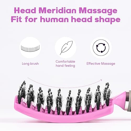 Hair Brush for Wet or Dry Hair, 2PCS Hairbrush Detangler Brush, Fast Drying Styling Massage Hairbrush for Men, Women and Kids (pink) - Thumbnail 3