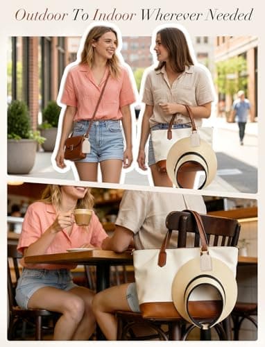 Niveaya Magnetic Hat Clip for Travel, Strong Magnet Holder for Hats, Chic Hands-Free Travel Essentials for Beach Cruise Vacation, Secures Hats on Tote Bags Purse Backpacks Luggage, 1-Pack Beige - Thumbnail 5