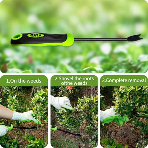 YIAD Hand Weeder Weed Puller Tool - 13-Inch Heavy Duty Dual Tip Design for Root Removal, Rust-Resistant Steel, Ergonomic Grip, for Garden Lawn Yard Patio Flower Bed - Thumbnail 6