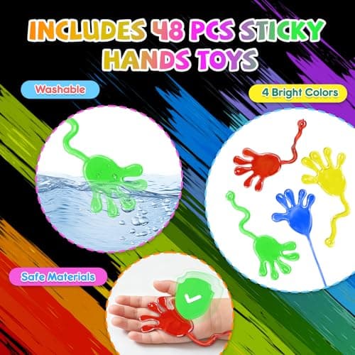 JMMICO 48*3 Packs Scratch Art Notebook+Sticky Hands+Stickers,Easter Party Favors for Kids 4-8-12,Return Gifts for Birthday Party Bulk Toys,Goodie Bags Stuffers, Classroom Prizes Students Gifts - Thumbnail 5