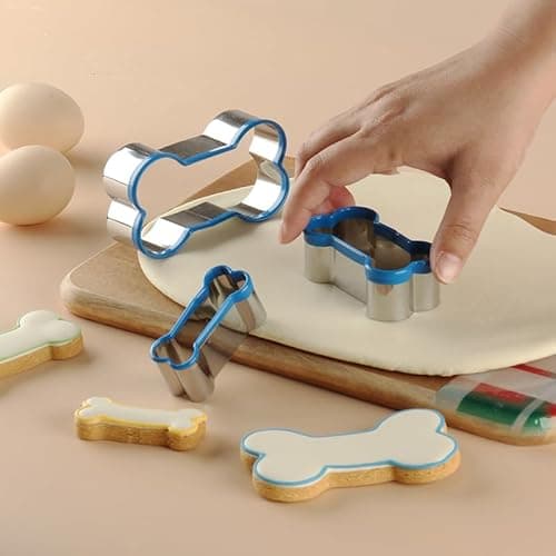 Dog Bone Cookie Cutters Set of 3, Bone Shapes Cookie Cutter, Biscuit Dog Treat Cookie Cutter Set for Homemade (Blue Is Visible & Friendly For Your Pup/Doggy) - Thumbnail 4