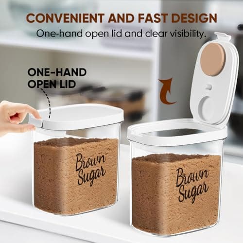 Moryimi Brown Sugar Keeper Storage Container, 1.9 Quart Brown Sugar Container Airtight with Spoon, Clear food storage containers with lids - Thumbnail 4