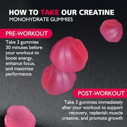 BEAST BITES Nutrition Creatine Monohydrate Gummies for Men & Women - 5g of Creatine Monohydrate per Serving - Sugar Free,Vegan, Raspberry Flavor, 135 Count (45 Servings). - Thumbnail 4