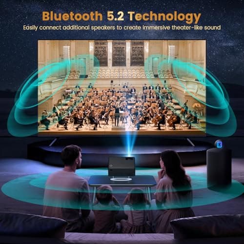 Projector with WiFi and Bluetooth, Native Full HD 1080P Bluetooth Mini Projector,8K Support,Video Projector for Home Theater, Compatible with Smartphone, HDMI, USB, AV, Fire Stick, PS5 - Thumbnail 5