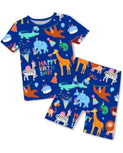 babee Reshinee Bamboo Viscose Toddler Pajamas Boys Girls Kids Baby Cool Short Summer Birthday Pjs Set 6-7Y Two Piece - Image 1