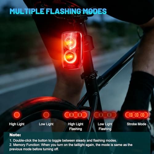 APECYC Bike Tail Light with Dual Light Heads, USB Rechargeable Bicycle Rear Light for Night Riding with 5 Modes Ultra Bright Safety Taillight for Road Mountain Commuter Cycling Accessories - Thumbnail 3