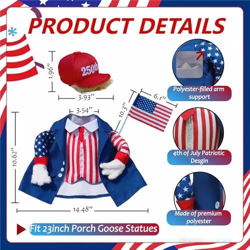 Patriotic Porch Goose Outfits 23 in, 250th Anniversary Garden Yard Decor - Thumbnail 4
