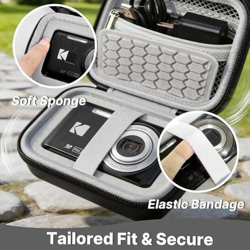 Comecase Hard Camera Case for KODAK PIXPRO FZ55 FZ45, Shockproof Digital Camera Bag with Accessory Mesh Pocket, Small Vlogging Camera Case, Portable Travel Carrying Pouch for All Ages, Black - Thumbnail 4