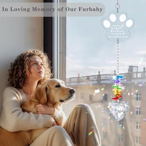 Dog Memorial Gifts for Loss of Dog, K9 Pet Memorial Crystal Suncatcher,Pet Passing Away Sympathy Remembrance Bereavement Gift (White-Pet Paw) - Thumbnail 6