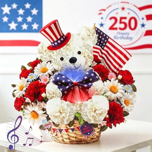 XTF2015 American Flag Card, Happy Birthday Cards, 3D Pop Up Birthday Greeting Card with MUSIC & LIGHTS, 11 Inch Musical Cards for Veterans, Grandfathers, Fathers & Kids