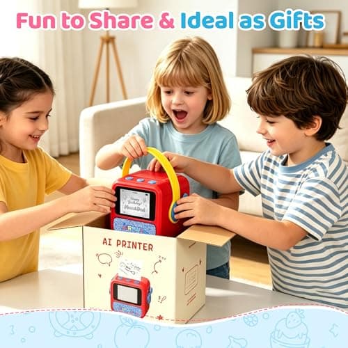 Lumavere AI Voice Sticker Printer, Portable Pocket Sticker Printer with HD Display, Mini Inkless Thermal Sticker Maker Machine with Handle for Coloring Creative DIY Fun, 5 Rolls Paper Included - Thumbnail 5