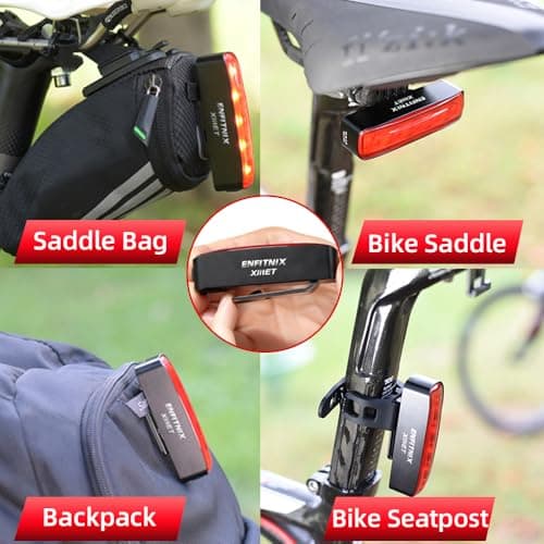ENFITNIX XlitET Smart Rear Bike Light,Brake Sensing,Auto On/Off,50 Lumen Ultra Bright 6 Modes,USB-C Rechargeable LED Bicycle Tail Light,IPX5 Waterproof, Cycling Accessories Light for Night Riding. - Thumbnail 5