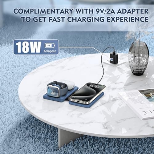 Wireless Charger iPhone - 3 in 1 Charging Station for Apple Devices for iPhone 17 16 15 14 13 12 Pro Max Plus - Foldable Magnetic Charging Pad for Apple Watch Series & Airpods Series - Thumbnail 6