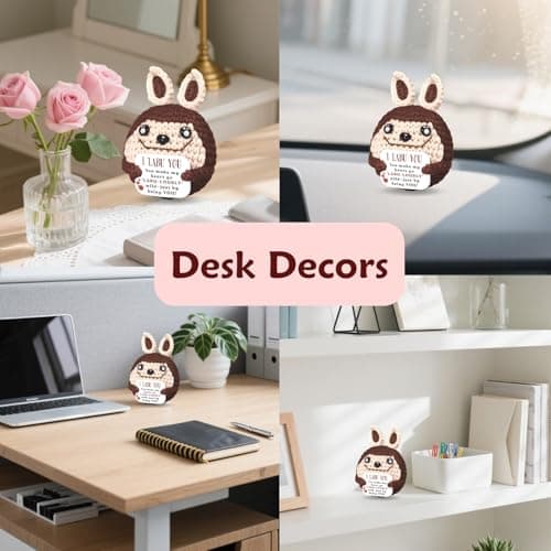 Maffuno Positive Crochet Bunny Gifts for Her Him, Handmade Love Gifts with Emotional I LABU You Card, Birthday Christmas Stocking Stuffers Gifts for Women Girlfriend Boyfriend Wife Husband (Brown) - Thumbnail 6