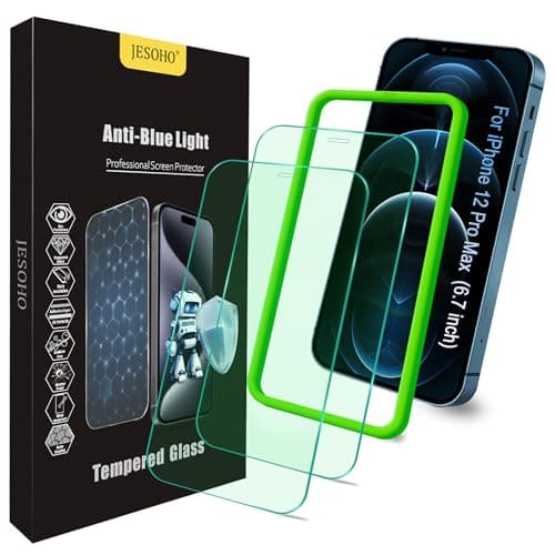 Blue Light Screen Protector for iPhone 12 Pro Max(2020-6.7'')Eye Protection HD Clear Blue Light Blocking Tempered Glass, Scratch-Resistant,Easy Installation Bubble Free,Anti-Fingerprint,2 Pack(iPhone 12 Pro Max) - Image 1
