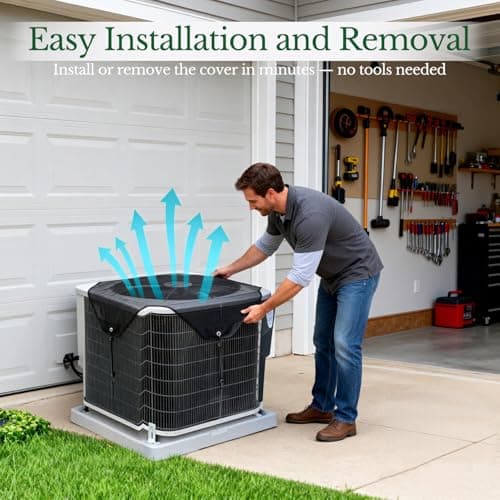 Air Conditioner Covers for Outside units - 32 x 32 Central Air Conditioner ac unit covers outdoor Top Universal Defender Mesh Design (32'' x 32'') - Thumbnail 5