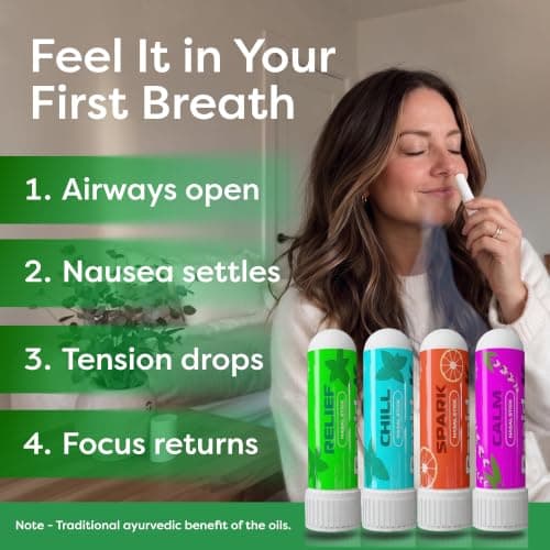 Rapid K1 Nasal Inhaler Stick 4 Pack – Nausea & Sinus Relief, Motion Sickness & Morning Sickness – Non-Medicated Menthol Aromatherapy Inhalers – Mint, Wintergreen, Lavender, Tropical Variety Pack - Thumbnail 3