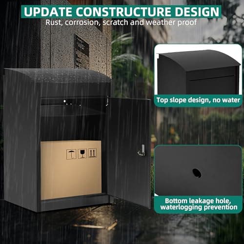 YITAHOME Outside Package Delivery Box with Coded Lock, 16.5x13.8x25.4 inch Lockable Anti-Theft Parcel Drop Box, Locking Mailbox for Outside Home Garden, Office, School - Thumbnail 6