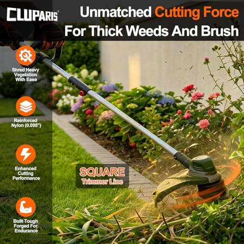 Cluparis .095-Inch Heavy Duty Trimmer Line, 1lb 292ft Professional Square Weed Eater String, 3-Component Tri-Extrusion for Extra Durability, Fits Echo Husqvarna Ryobi, with Super Line Cutter - Thumbnail 3