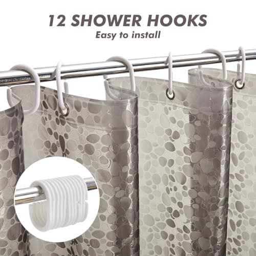 Waterproof Shower Curtain Liner EVA 8G - Rust-Proof Hooks, Heavy-Duty Magnets - Enhance Your Bathroom with Durability and Elegance - Thumbnail 2