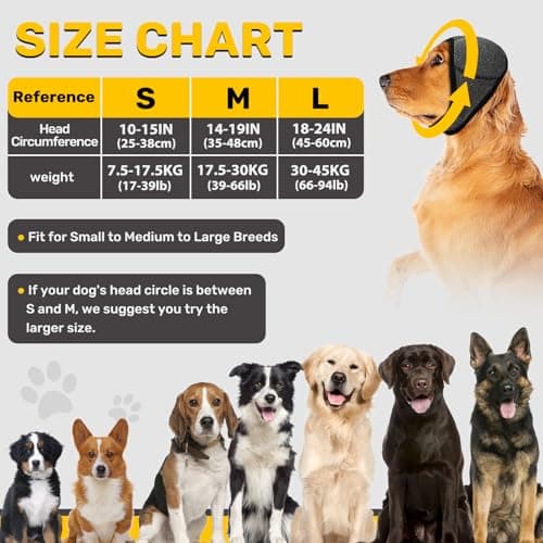 Dog Ear Muffs Noise Protection, Wraps Cover for Dogs Bath Grooming, Adjustable Dog Calming Hoodie Hematoma Anxiety Firework Thunder, Waterproof Dogs Shower Cap Drying Swimming Bathing (SM) - Thumbnail 5