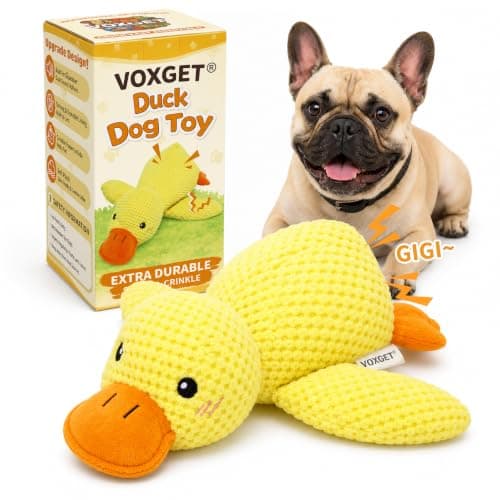 VOXGET Upgrade Dog Duck Toy for Chewers, 2026 Chew Toy with Thicken Nylon Liner for Dogs Puppy Teething, Squeaky Dog Toys with Crinkle for All Large Small Breeds Keep Busy, Model PYD01G (Yellow, S)