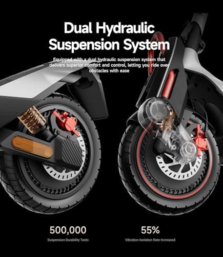 NAVEE UT5 Max Electric Scooter, 31.1 mph Speed, 62.1 Miles Range, 2400W Peak Motor, Dual Hydraulic Suspension & Disc Brake, 12" Self-healing Tubeless Tires, Flash Charging, Scooter for Adults, UL 2272 - Thumbnail 6