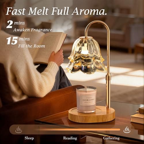 BYART Candle Warmer Lamp with Timer Dimmable, Adjustable Height Wax Melts Warmer for Jar Candles, Birthday Mothers Day Gifts for Women Mom, House Warming Gifts New Home Decor - Thumbnail 2