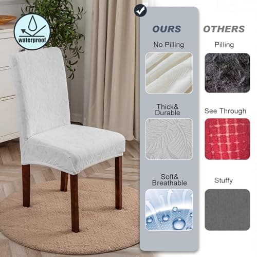 YUEANG Waterproof Dining Chair Covers, Chair Covers for Dining Room Stretch Parsons Chair Slipcover, for Dining Room Kitchen Chair Protector Cover, Removable, Washable - Thumbnail 4