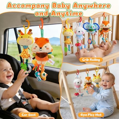 YELUFT Baby Toys for 0 3 6 9 12 Months, Baby Hanging Toys, Car Seat Stroller Crib Gym Baby Rattle Toys with Teether for Newborn Infants Toddlers Baby Boys Girls Gifts - Thumbnail 4