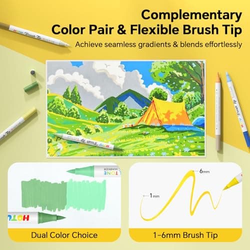 HOTU 72 Colors Acrylic Paint Markers, Acrylic Markers with 36 Dual-Brush Tip Paint Markers for Stocking Stuffers, Rocks, Coloring Books, DIY Art Supplies - Thumbnail 3
