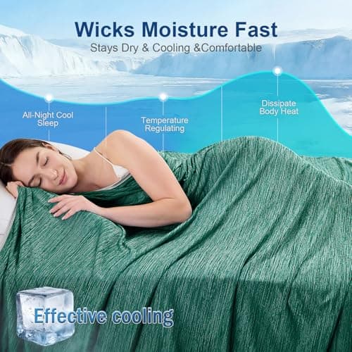 KMUSET Cooling Blanket Twin (60"x80"), Double Sided Summer Cooling Blankets for Hot Sleepers & Night Sweats, Cool Lightweight Blanket for Dorm Room Essentials, Picnic, Gifts for Women Emerald Green - Thumbnail 6