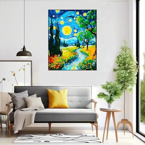 igoodom Paint by Numbers Kit for Adults, Starry Night Adult Paint-by-Number on Canvas, DIY Acrylic Painting Set for Home Decor Gift 16x20inch - Thumbnail 5