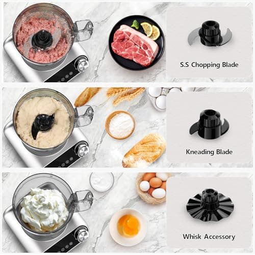 Camic Blender & Food Processor Combo,6 Functions for Smoothies,Chopping,Slicing,Shredding,Grinding,Dough,72-oz.Blender Pitche,64-oz. Processor Bowl,To-Go Cup,Grinder Cup (Silver-Upgraded Version) - Thumbnail 3