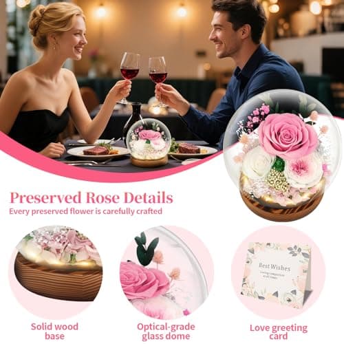 Preserved Flowers for Delivery Prime, Gifts for Mom Wife Grandma Girlfriend, Forever Flowers Gifts for Women, Real Eternal Rose for Birthday, Anniversary, Pink - Thumbnail 6